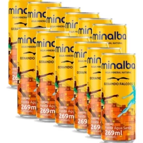 ÁGUA MINERAL C/GÁS MINALBA GERANDO FALCÕES 269ML PACK-12UN