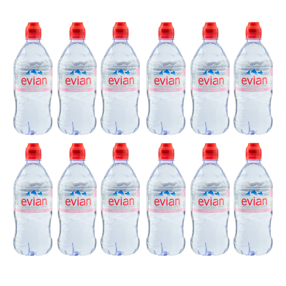Água Mineral Evian Sem Gás Squeeze Pet 750Ml Pack C/12 Unid