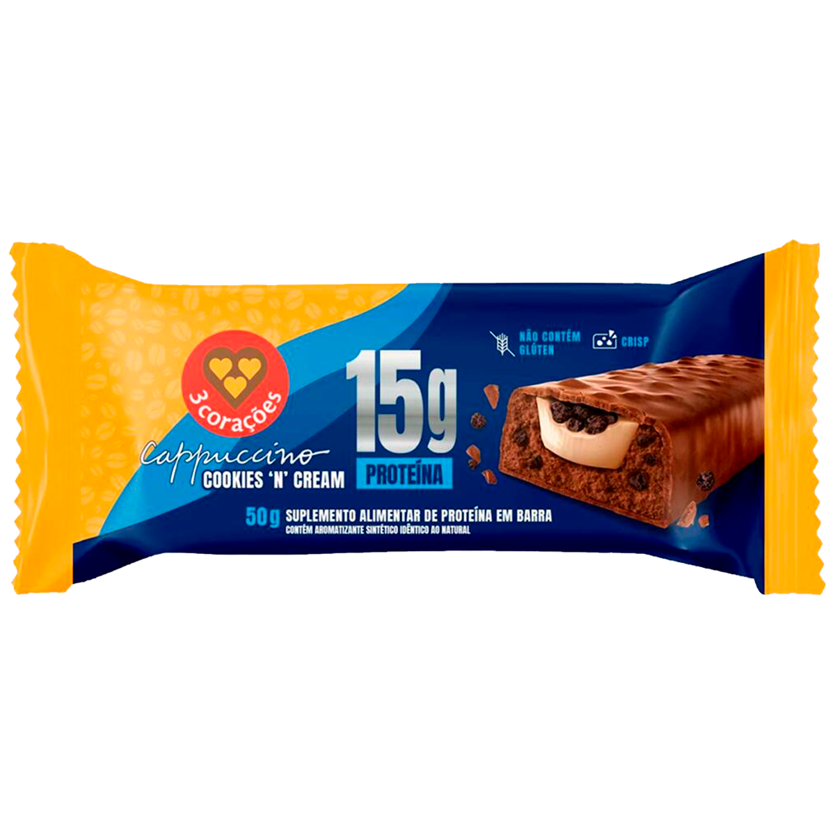 Barra De Proteina 3 Corações Cap. &Amp; Cookies And Cream 50G