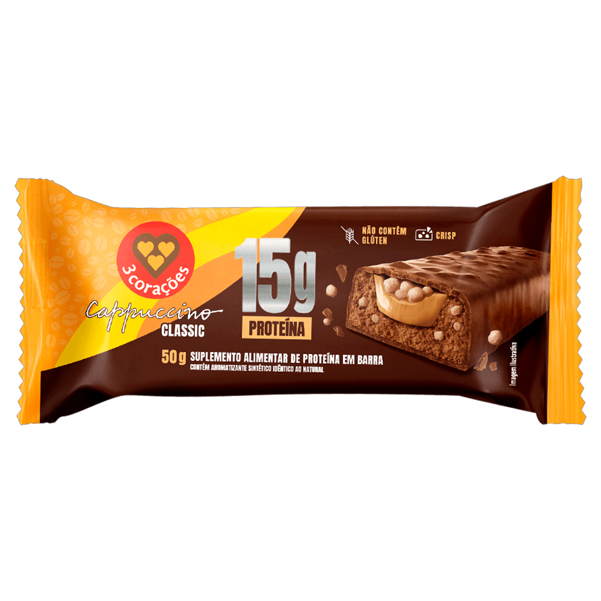 Barra De Proteina 3 Corações Cappuccino Classic 50G