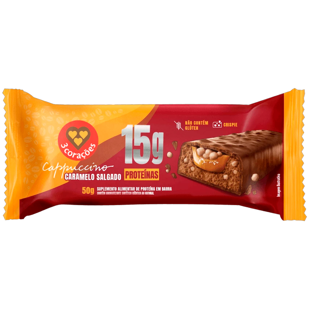 Barra De Proteina 3 Corações Cappuccino &Amp; Caramelo Salg. 50G