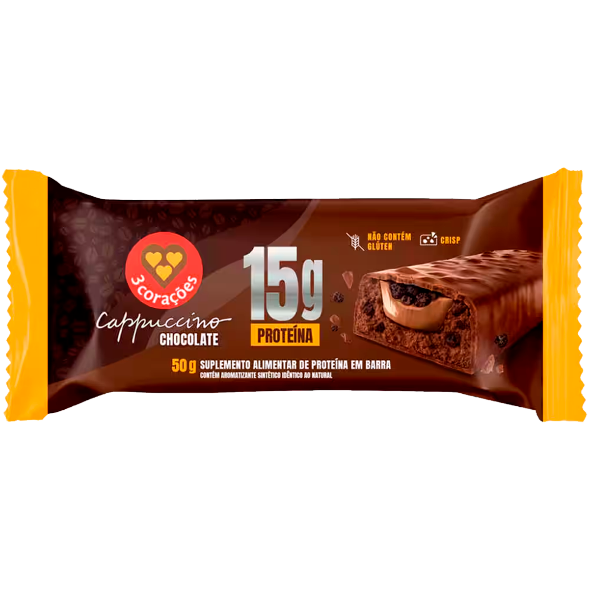 Barra De Proteina 3 Corações Cappuccino &Amp; Chocolate 50G